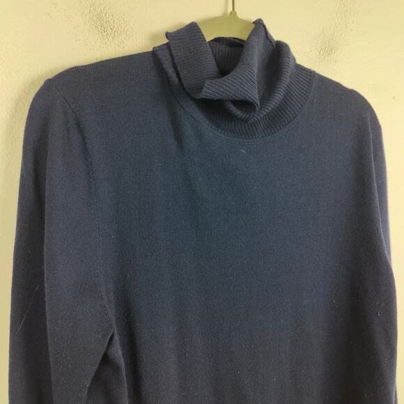 Pendleton 100% Merino Wool Sweater Womens XL Navy Blue Turtleneck Preppy - Picture 2 of 9